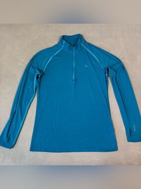 Paradox Merino Blend Women’s L 1/4 Zip Long Sleeve Base Layer Teal Blue